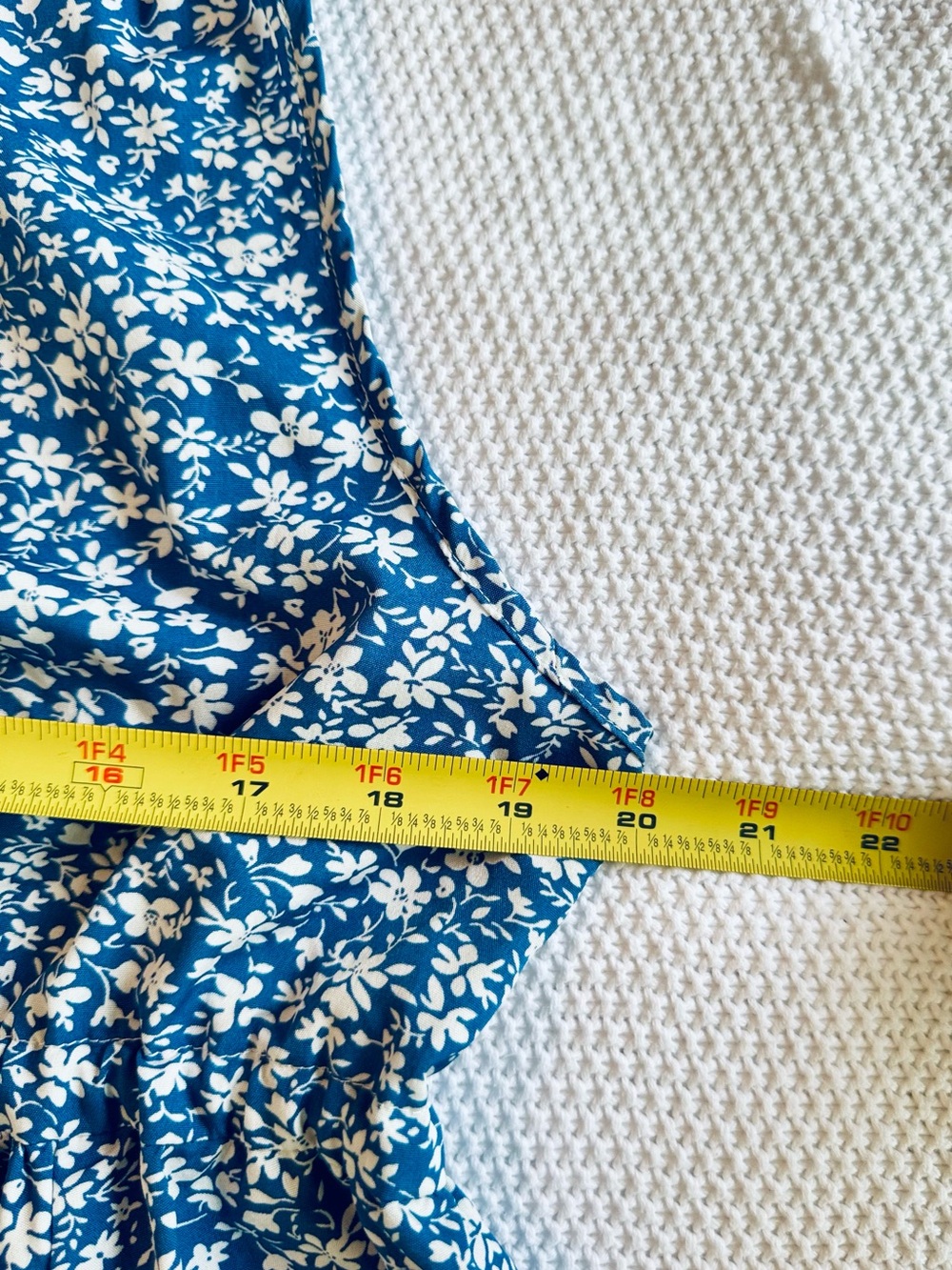 CUPSHE Tiered Ruffle Deep V & Back Blue Floral Tie-Front Sundress Mini Dress - Picture 12 of 14